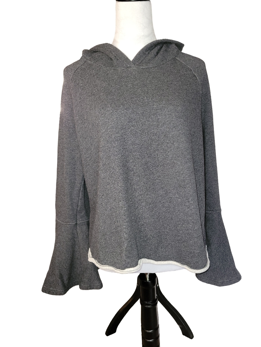 Melrose and Market Cropped Hooded Sweatshirt Bell Sleeve Size Large